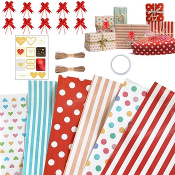 Baliaci papier k narodeninám, 6 listov, design k narodeninám, konopný povraz a obojstranná páska, pre