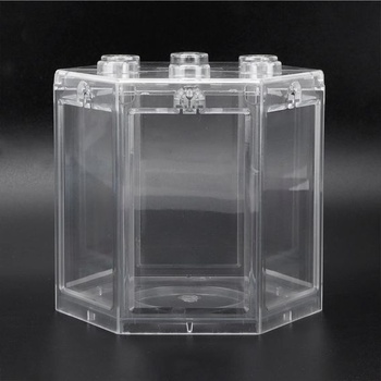 Mini akvárium, zaoblený rohový design, šestihranné, průhledné, plastové, akvárium, pro kancelářskou
