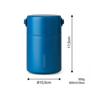 Termoska VINSUN 800ml s lyžičkou - nerezová oceľ, nepriepustná, široký otvor - dvojstenná izolovaná