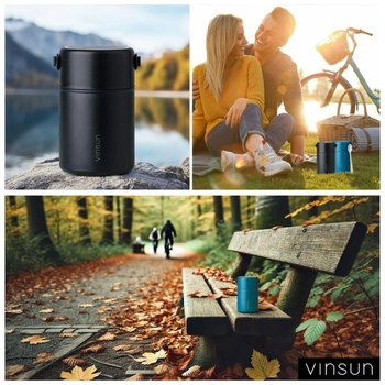 Termoska VINSUN 800ml s lyžičkou - nerezová oceľ, nepriepustná, široký otvor - dvojstenná izolovaná