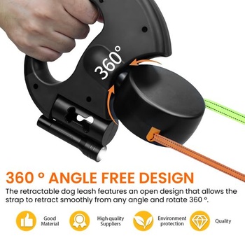 Zaťahovacie vodítko pre psov, 300cm zaťahovacie vodítko pre psov, obojstranné vodítko, otočné o 360 °,