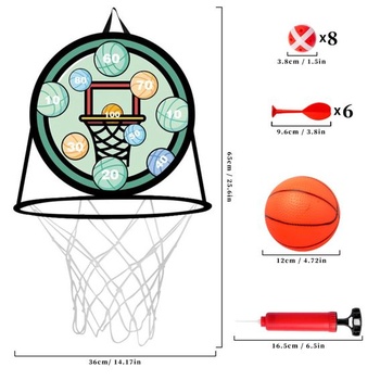 Terč pre deti, terč so stojanom na basketbalovú loptu, obojstranná hra na šípky, hra na šípky s