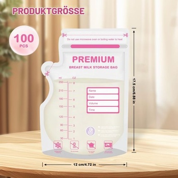 CIMOYBAI 100dielne vrecká na skladovanie materského mlieka, jednorazové vrecká na materské mlieko 210 ml,