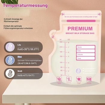CIMOYBAI 100dielne vrecká na skladovanie materského mlieka, jednorazové vrecká na materské mlieko 210 ml,