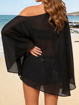 HAWILAND Šifonové pončo Dámské sexy síťované pončo s odhalenými rameny, elegantní průsvitné,