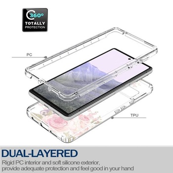 Ochranný kryt pre Pixel 6 Pro, kryt s kvetinovým designom, kompletná sada ochrany, tvrdá škrupina