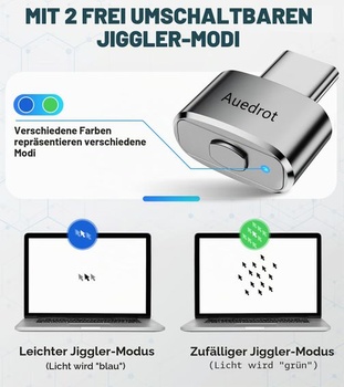 AUEDROT Mouse Jiggler USB-C Nedetekovateľný pohyblivý ovládač s prepínačom, kovový ovládač myši,