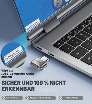 AUEDROT Mouse Jiggler USB-C Nedetekovateľný pohyblivý ovládač s prepínačom, kovový ovládač myši,