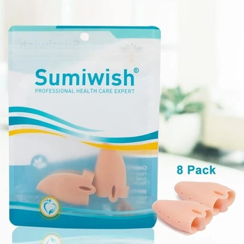 Sumiwish 8 ks gélových oddeľovačov prstov – mäkké silikónové oddeľovače prstov na malíček, šetrné k