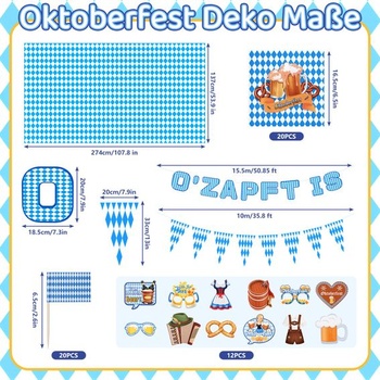 Sada dekorácií SelfTek Oktoberfest, bavorská dekorácia k pivnému festivalu Wiesn do záhrady a na párty