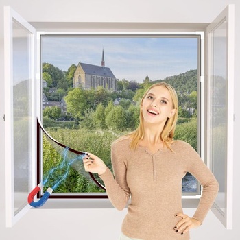 NeatiEase DIY magnetická sieť proti hmyzu na okno, max. 100 x 130 cm, magnetický rám pre okná sa