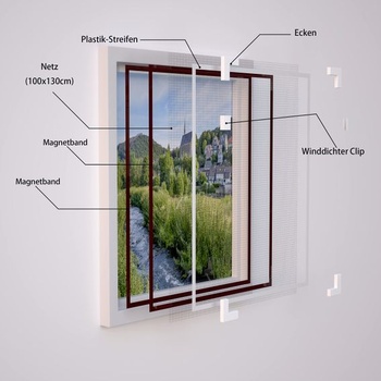 NeatiEase DIY magnetická sieť proti hmyzu na okno, max. 100 x 130 cm, magnetický rám pre okná sa