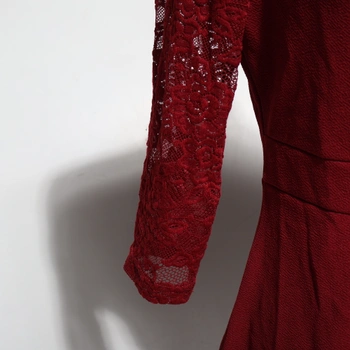 Dámske elegantné koktejlové šaty HOMEYEE s čipkovými rukávmi a prešívanými ramienkami, retro vzhľad,