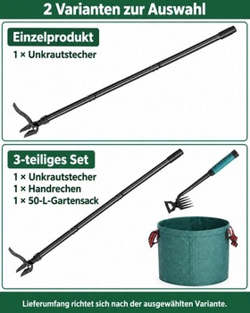 Stojanový vytrhávač buriny 114 cm – 4 pazúry, vytrhávač buriny s kovovou rukoväťou, efektívny