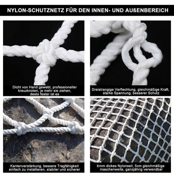 Bílá ochranná síť pro děti, ručně tkaná nylonová síť na balkón, okno, kočky, ochranná síť na