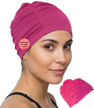 Plavecká čiapka na dlhé vlasy, Dolcevita Lycra Fuchsia, dámska/dievčenská, veľký objem, elastická