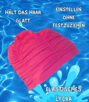 Plavecká čiapka na dlhé vlasy, Dolcevita Lycra Fuchsia, dámska/dievčenská, veľký objem, elastická