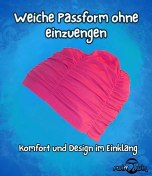 Plavecká čiapka na dlhé vlasy, Dolcevita Lycra Fuchsia, dámska/dievčenská, veľký objem, elastická