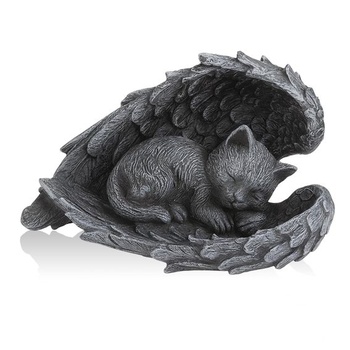 MOAZIFI Pamätný kameň s mačacím anjelom 11,5 x 8 cm,…