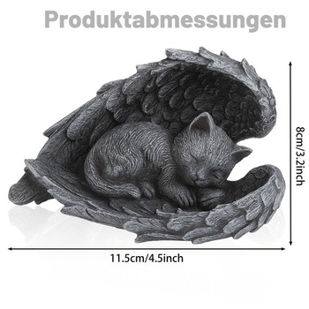 MOAZIFI Pamätný kameň s mačacím anjelom 11,5 x 8 cm, náhrobok pre domácich miláčikov – náhrobný kameň,