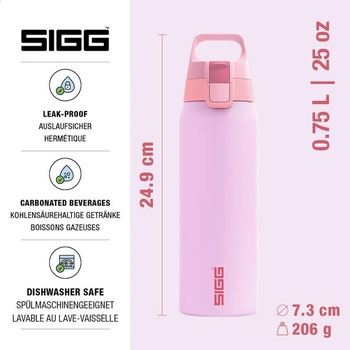 Sigg - Fľaša na vodu z nerezovej ocele - Shield ONE - Jednostenná a ľahká - Vhodná pre sýtené nápoje
