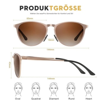 Dámske polarizované slnečné okuliare, kovový rám Al-Mg - Ultraľahké - Okrúhle - Unisex - UV400 - Retro