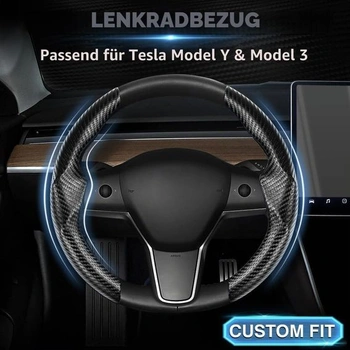 2dielny kryt volantu z protišmykového ABS pre Tesla 3/Y, kryt volantu s karbónovým vzorom,