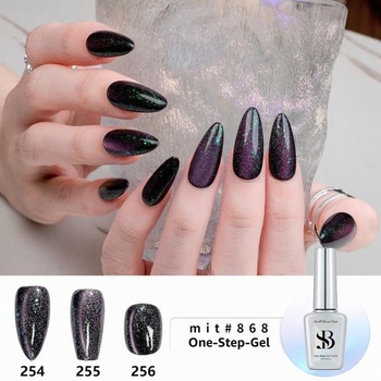 Sun&Beam Nails Ručne vytlačené nechty stredné mandľové čierno-fialové (#254 M) M #254