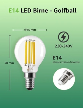 Lepro Energetická trieda A E14 LED teplá biela, 2,2 W P45 470 lúmenov 2700K, 2 kusy Globus (G) 2
