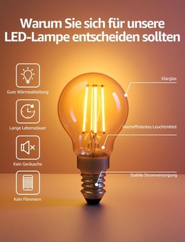 Lepro Energetická trieda A E14 LED teplá biela, 2,2 W P45 470 lúmenov 2700K, 2 kusy Globus (G) 2