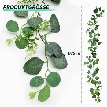 SUPEASY 180cm umelá girlanda z eukalyptu - realistické zelené listy eukalyptu pre vnútorné aj