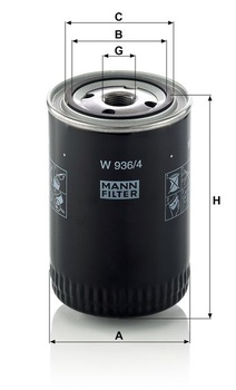MANN-FILTER, W 936/4 Olejový filtr černý, jednotlivě balený