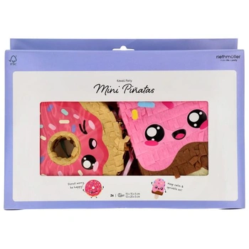 Folat 27693 Sada piñat Kawaii figurky Narozeninová sada mini piñat – kobliha a zmrzlina – Kawaii