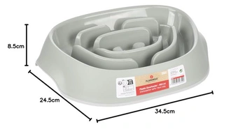 Miska na krmivo a vodu pro psy Flamingo Slow Feeder Exqi Oval - Zelená - 34,5x24,5x8,5cm -