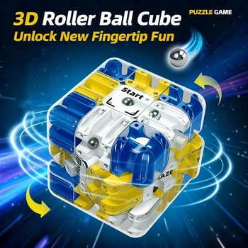 ROMANVIC Magická kostka, 3D bludiště, velká 3D puzzle hračka ve tvaru koule, interaktivní,