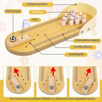 HhBdy Bowling 10 kolkov 1 oceľová guľa Skittle hra pre deti kompaktná veľkosť
