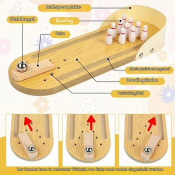 HhBdy Bowling 10 kuželek 1 ocelová koule Skittle hra pro děti kompaktní velikost