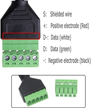 XMSJSIY Konektor konektoru USB C, samec USB typu C na 5kolíkovou šroubovací samici pro nabíjení a