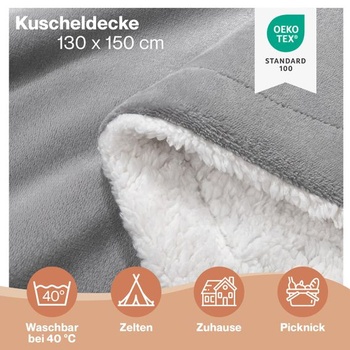 Deka Blumtal Premium Sherpa Fleece, 130x150 cm - certifikácia Oeko-Tex. Deka na pohovku s hustou