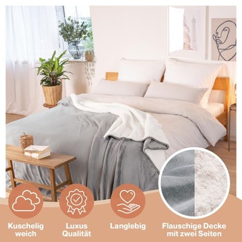 Deka Blumtal Premium Sherpa Fleece, 130x150 cm - certifikácia Oeko-Tex. Deka na pohovku s hustou