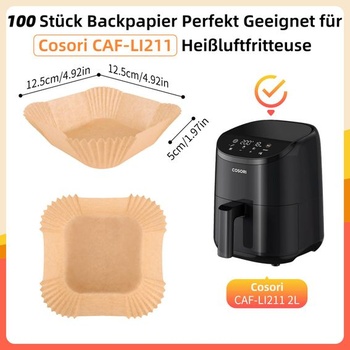 100 kusov príslušenstva k papieru na pečenie do fritézy COSORI s malým objemom 2 l, mini fritéza pre 1