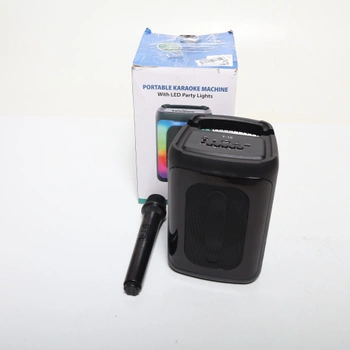 Karaoke systém Ankuka se 2 mikrofony, přenosný Bluetooth reproduktor s LED světly, TF/USB, AUX,