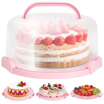 Ohuhu prepravný box na torty, multifunkčný 3v1 box na torty s priemerom 25 cm, ružový