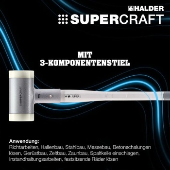 Kladivo SUPERCRAFT s mäkkou plochou, s ergonomicky tvarovanou a lakovanou rukoväťou z hikoru s