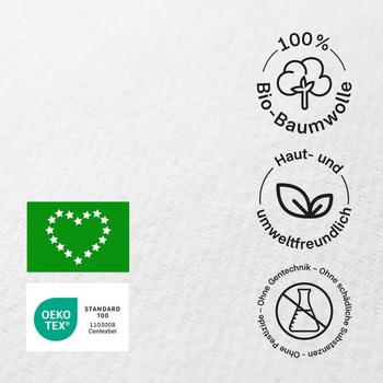 Chránič matraca z organickej bavlny 80x200cm, molton, certifikácia Oeko-TEX®, elastické rohy, 100%