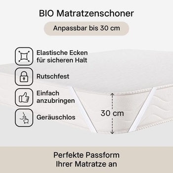 Chránič matraca z organickej bavlny 80x200cm, molton, certifikácia Oeko-TEX®, elastické rohy, 100%