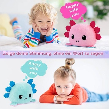 Thedttoy Axolotl Plyšová hračka, Oboustranná Roztomilá Kawaii Moody Plyšová hračka, Roztomilá