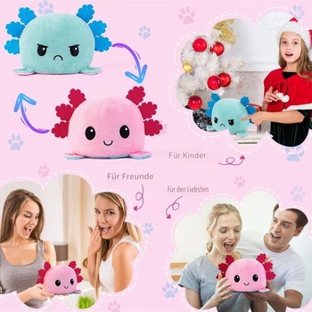 Thedttoy Axolotl Plyšová hračka, Oboustranná Roztomilá Kawaii Moody Plyšová hračka, Roztomilá