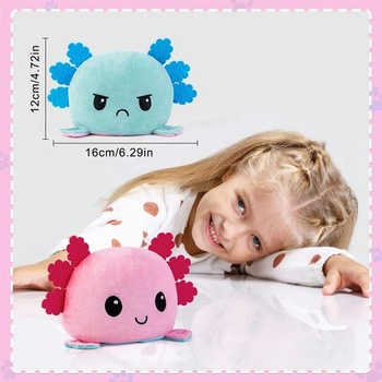 Thedttoy Axolotl Plyšová hračka, Oboustranná Roztomilá Kawaii Moody Plyšová hračka, Roztomilá