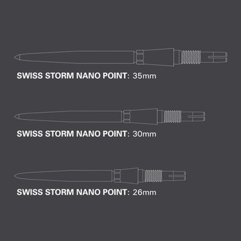 Špičky na šipky Target Darts Swiss Point Storm Diamond (3 ks) 26/30/35 mm SP – Výměnné hroty,